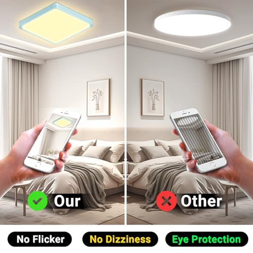 LQWELL® Ceiling Light LED Ceiling Lamp, IP44 Waterproof Bathroom Lamp Square Flat 18W 3000K 1600LM Modern Simple Lamp Thin for Living Room Bathroom Bedroom Kitchen Hallway Basement Office, 220 * 24mm