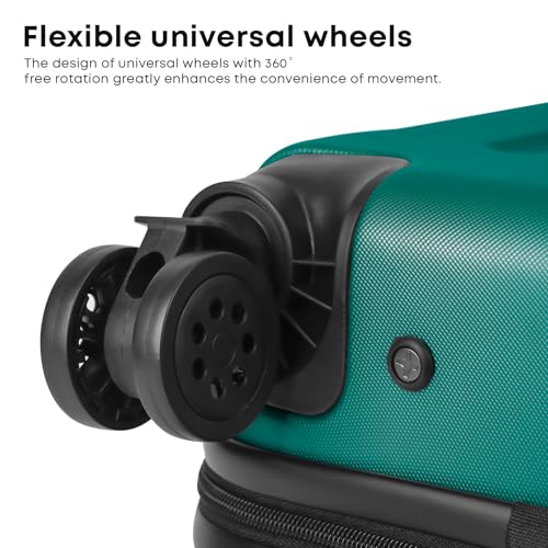 yonsly® Koffer Suitcase XL Dunkelgrün, Trolley Reisekoffer, Rollkoffer Handgepäck mit 4 Rollen 360°, ABS Hartschalen, Sicherheitsschloss, Weicher Gummigriff, 210D-Futter