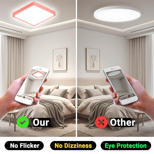 LQWELL® Ceiling Light LED Ceiling Lamp, IP44 Waterproof Bathroom Lamp Square Flat 18W 6000K 1600LM Modern Simple Lamp Thin for Living Room Bathroom Bedroom Kitchen Hallway Basement Office, 220 * 24mm