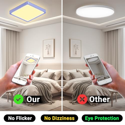 LQWELL® Ceiling Light LED Ceiling Lamp, IP44 Waterproof Bathroom Lamp Square Flat 18W 3000K 1600LM Modern Simple Lamp Thin for Living Room Bathroom Bedroom Kitchen Hallway Basement Office, 220 * 24mm