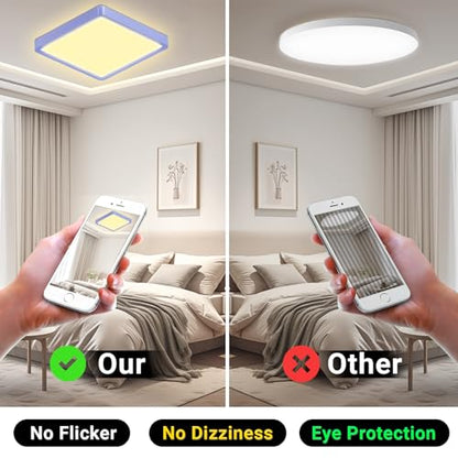 LQWELL® Ceiling Light LED Ceiling Lamp, IP44 Waterproof Bathroom Lamp Square Flat 18W 3000K 1600LM Modern Simple Lamp Thin for Living Room Bathroom Bedroom Kitchen Hallway Basement Office, 220 * 24mm