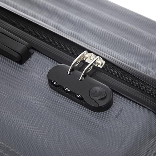 yonsly Trolley Reisekoffer Suitcase, Rollkoffer Handgepäck ABS Hartschalen mit 4 Rollen 360°, Sicherheitsschloss, Weicher Gummigriff, 210D-Futter (XL, Grau)