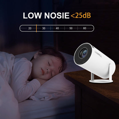 LQWELL® HY300 PRO Mini Projector, 4K 1080P Supported, with Android 11, WiFi 6, Bluetooth 5.0, Supports Airplay & Miracast, Portable Home and Outdoor Projector, for Android/iPhone/PC/Mac, Gray