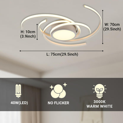 LQWELL ® Ceiling light LED ceiling lamp, 40W 3000K kitchen lamp modern bedroom lamp made of aluminum black white for living room bedroom kitchen balcony hallway basement office, 750 * 750 * 100mm