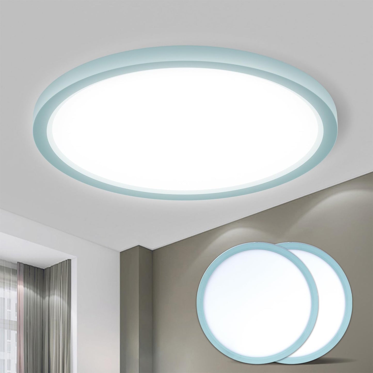 lqwell® deckenleuchte led deckenlampe, ip44 wasserfest badlampe rund flach  18w 6000k 1600lm modern schlicht lampe dünn für wohnzimmer badezimmer