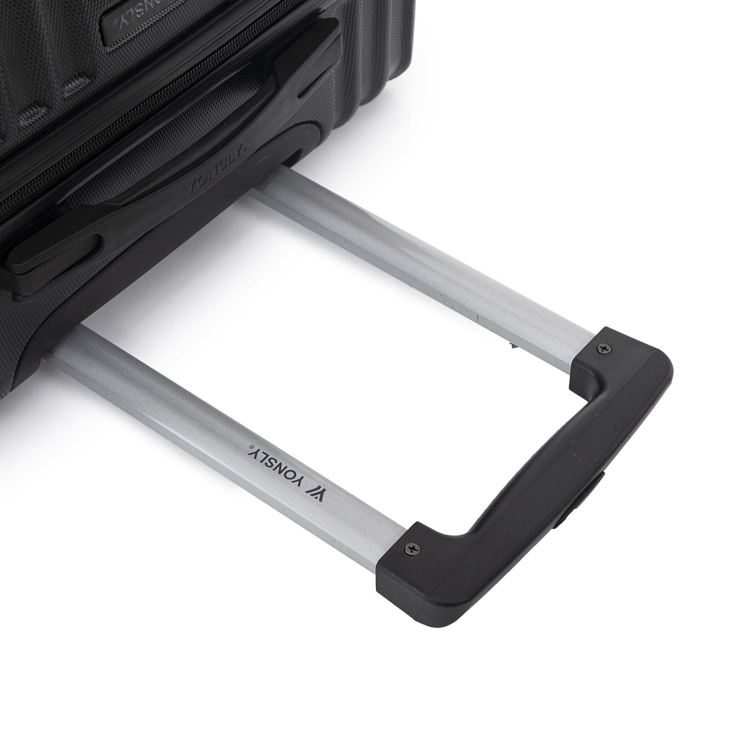 yonsly Trolley Reisekoffer Suitcase, Rollkoffer Handgepäck ABS Hartschalen mit 4 Rollen 360°, Sicherheitsschloss, Weicher Gummigriff, 210D-Futter (XL, Schwarz)