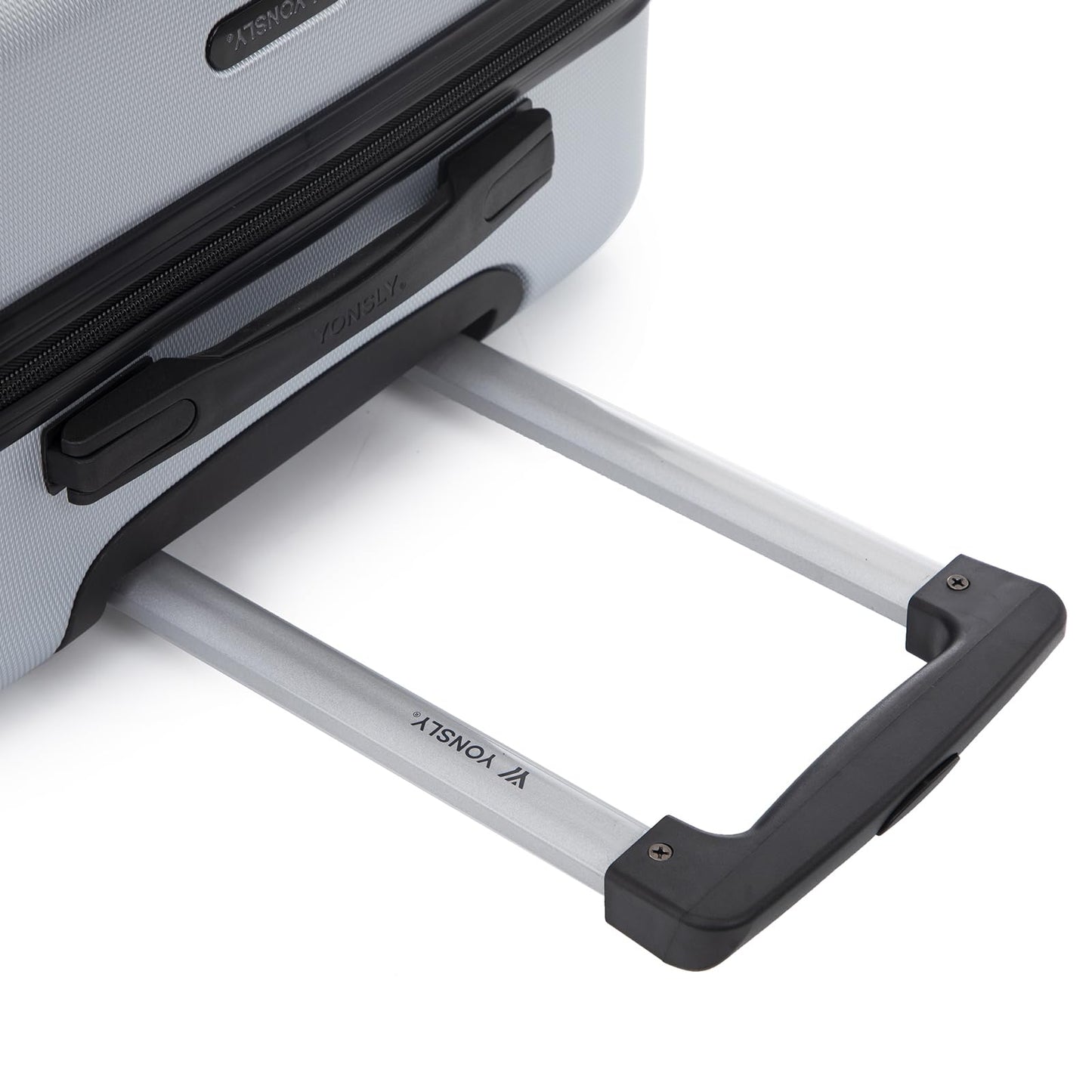 yonsly Koffer Suitcase L Silber, Trolley Reisekoffer, Rollkoffer Handgepäck mit 4 Rollen 360°, ABS Hartschalen, Sicherheitsschloss, Weicher Gummigriff, 210D-Futter