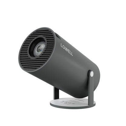 LQWELL® HY300 PRO Mini Projector, 4K 1080P Supported, with Android 11, WiFi 6, Bluetooth 5.0, Supports Airplay & Miracast, Portable Home and Outdoor Projector, for Android/iPhone/PC/Mac, Gray