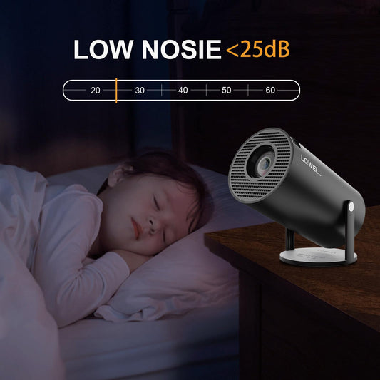 LQWELL® Projector, Mini Projector, Supports 5G WiFi, BT5.0 with Android OS, Auto Keystone Correction, 220-Degree Angle, 130-Inch Display for Phone/PC/Xbox, 4K Home Theater, HDMI, Black, 2024 Upgrade