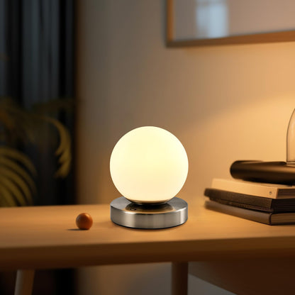 LQWELL® Bedside Lamp Bedside Lamp, Table Lamp Table Lamp 3 Dimming Levels USB Rechargeable Touch Side Table Lamp Reading Lamp Ball Glass for Indoors Bedroom Windowsill