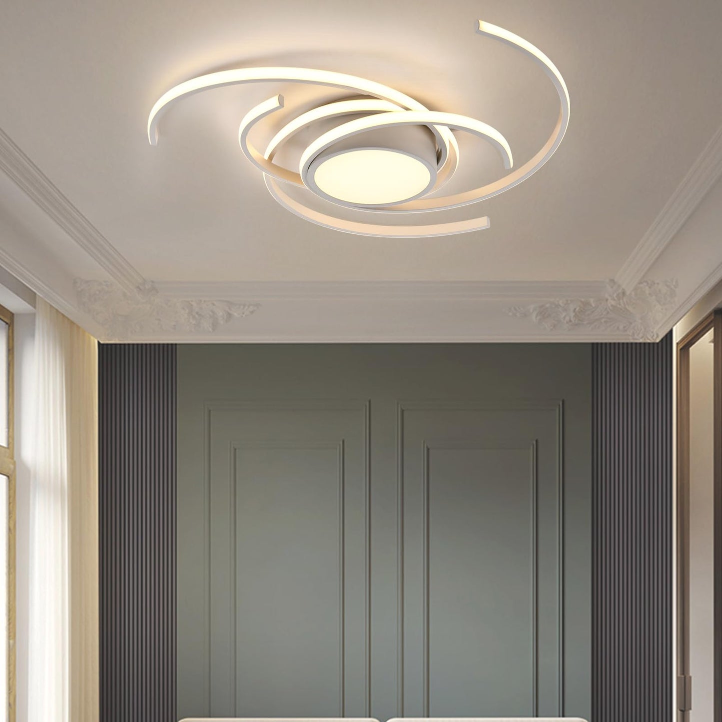 LQWELL ® Deckenleuchte LED Deckenlampe, 40W 3000K Küchenlampe Modern Schlafzimmerlampe aus Aluminium Schwarz Weiß für Wohnzimmer Schlafzimmer Küche Balkon Flur Keller Büro, 750 * 750 * 100mm