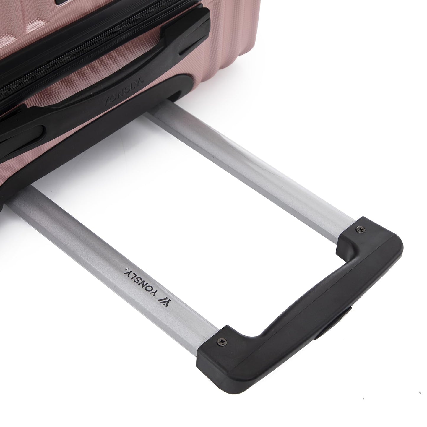 yonsly Trolley Reisekoffer Suitcase, Rollkoffer Handgepäck ABS Hartschalen mit 4 Rollen 360°, Sicherheitsschloss, Weicher Gummigriff, 210D-Futter (XL, Roségold)