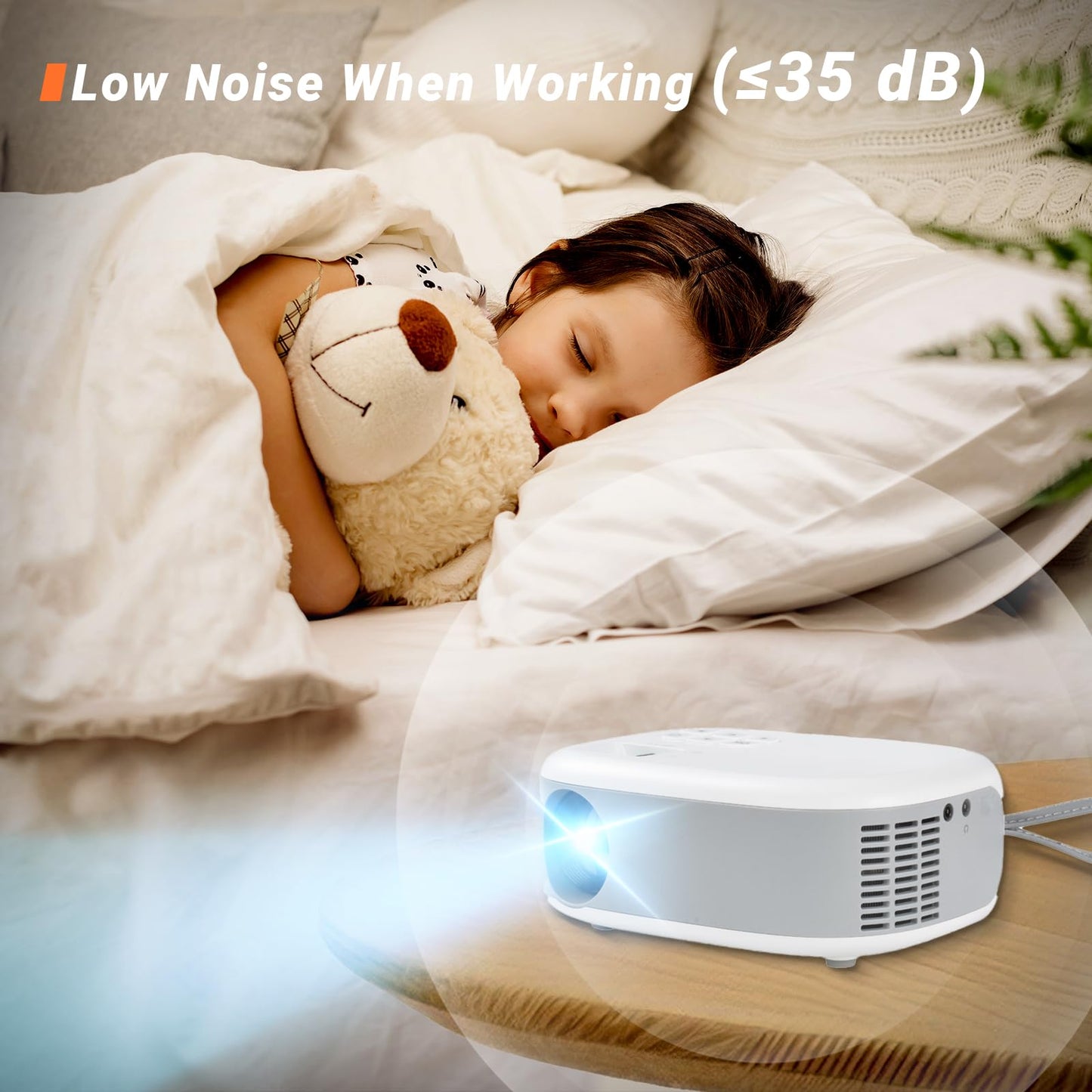 LQWELL® Mini Projector, Portable Projector Full HD 1080P Supported for, 15000L Video Projector, for Home Cinema/XBOX/PS5/PS4/PC/Mobile Phone, Compatible with HD/USB/AV/Headphone Interface