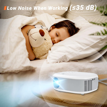 LQWELL® Mini Projector, Portable Projector Full HD 1080P Supported for, 15000L Video Projector, for Home Cinema/XBOX/PS5/PS4/PC/Mobile Phone, Compatible with HD/USB/AV/Headphone Interface