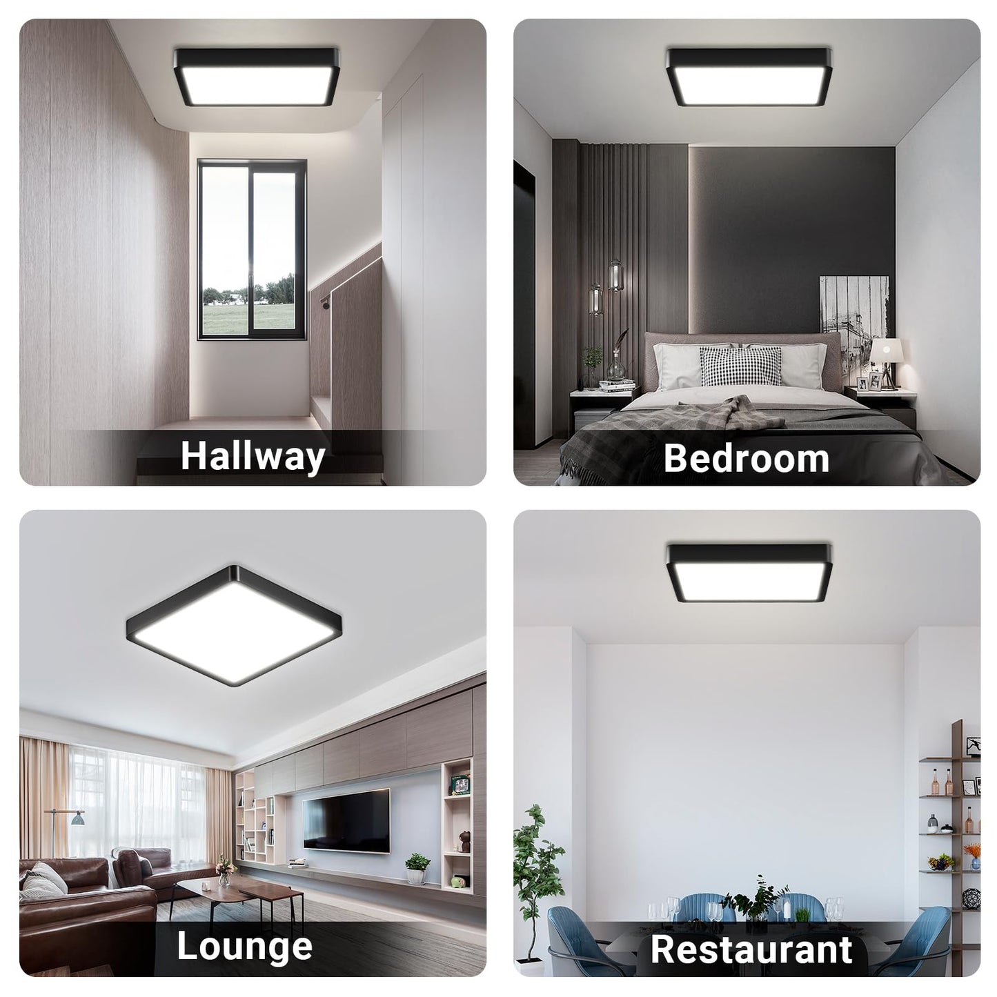 LQWELL® Ceiling Light LED Ceiling Lamp, IP44 Waterproof Bathroom Lamp Square Flat 18W 6000K 1600LM Modern Simple Lamp Thin for Living Room Bathroom Bedroom Kitchen Hallway Basement Office, 220 * 24mm