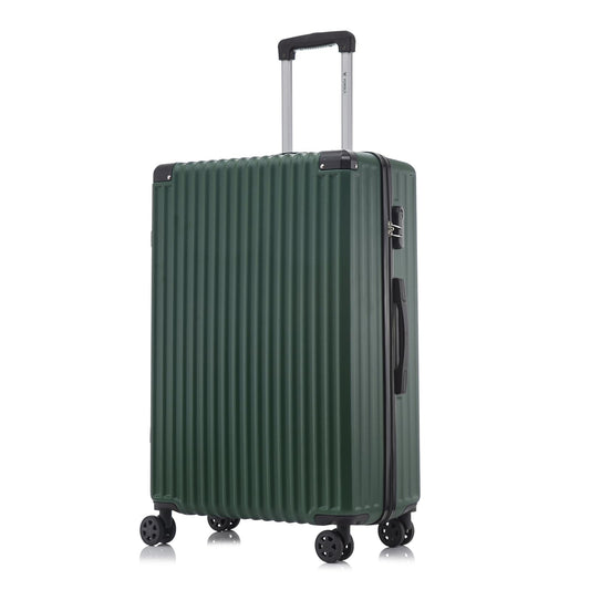 yonsly Trolley Reisekoffer Suitcase, Rollkoffer Handgepäck ABS Hartschalen mit 4 Rollen 360°, Sicherheitsschloss, Weicher Gummigriff, 210D-Futter (L, Dunkelgrün)