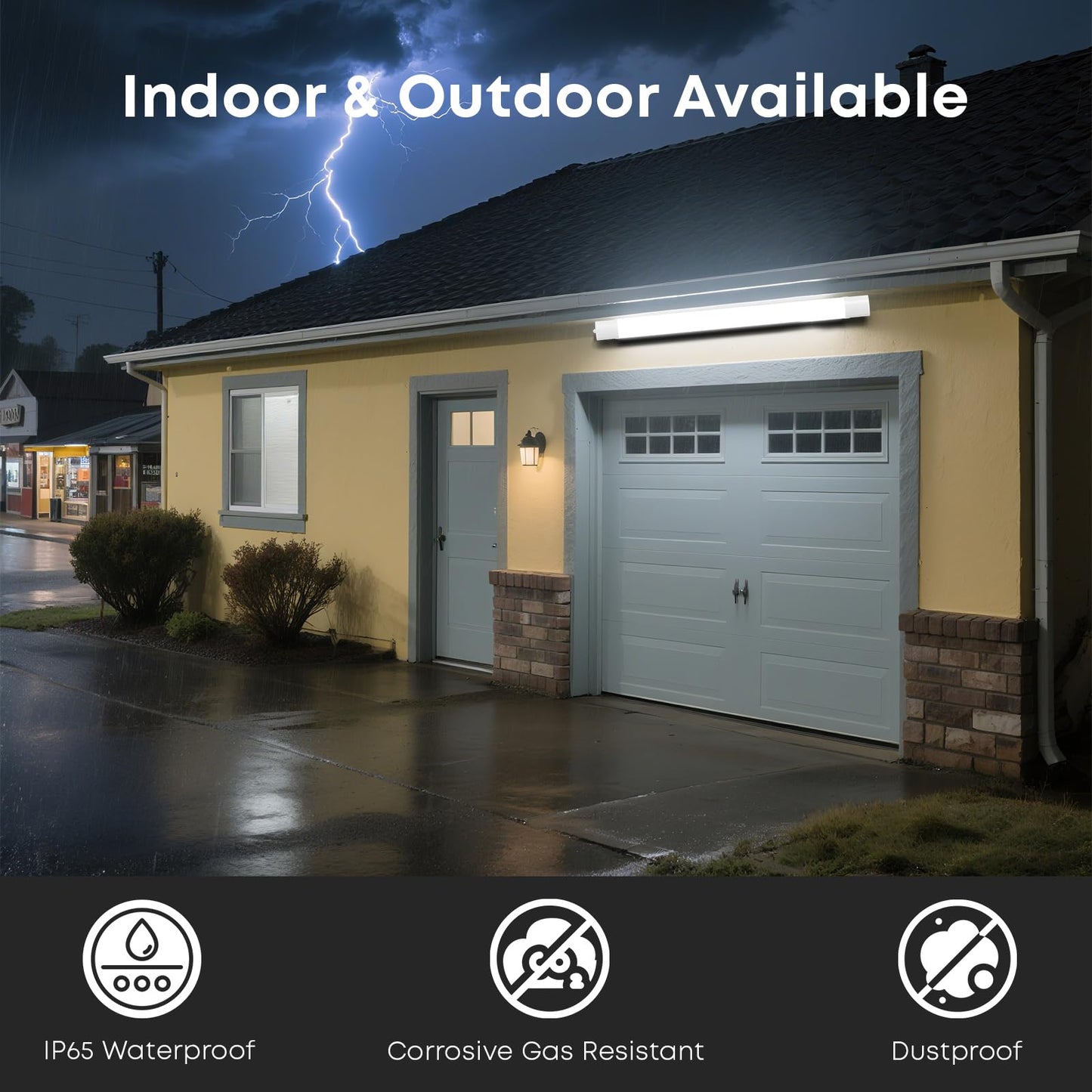 LQWELL LED Feuchtraumleuchte, LED Röhre 120x5.5x3cm IP65 Wasserfest, 24W 2750LM 6500K, Deckenleuchte Lange als Kellerleuchte, Wannenleuchte, Nassraumleuchte, Garagelampe, Werkstattlampe