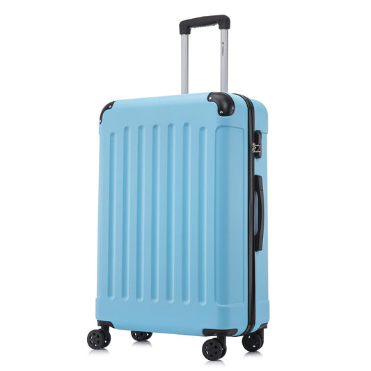 yonsly Koffer Suitcase M Hellblau, Trolley Reisekoffer, Rollkoffer Handgepäck mit 4 Rollen 360°, ABS Hartschalen, Sicherheitsschloss, Weicher Gummigriff, 210D-Futter