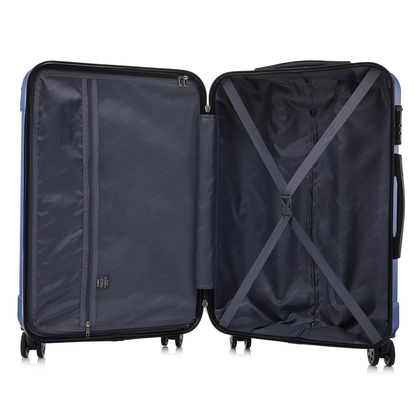yonsly Koffer Suitcase L Saphirblau, Trolley Reisekoffer, Rollkoffer Handgepäck mit 4 Rollen 360°, ABS Hartschalen, Sicherheitsschloss, Weicher Gummigriff, 210D-Futter