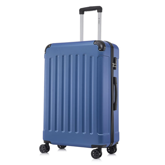 yonsly Koffer Suitcase L Saphirblau, Trolley Reisekoffer, Rollkoffer Handgepäck mit 4 Rollen 360°, ABS Hartschalen, Sicherheitsschloss, Weicher Gummigriff, 210D-Futter
