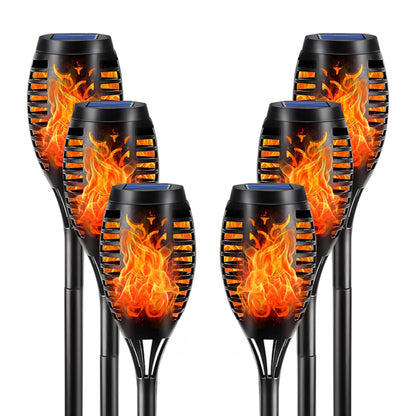 LQWELL® Solar Lights Solar Torch Light for Outdoor Garden 6 Pack 12 LED Solar Lamp with Realistic Flame Effect IP65 Waterproof Garden Torches Solar Path Backyards Lawn Lighting (6 Pack)