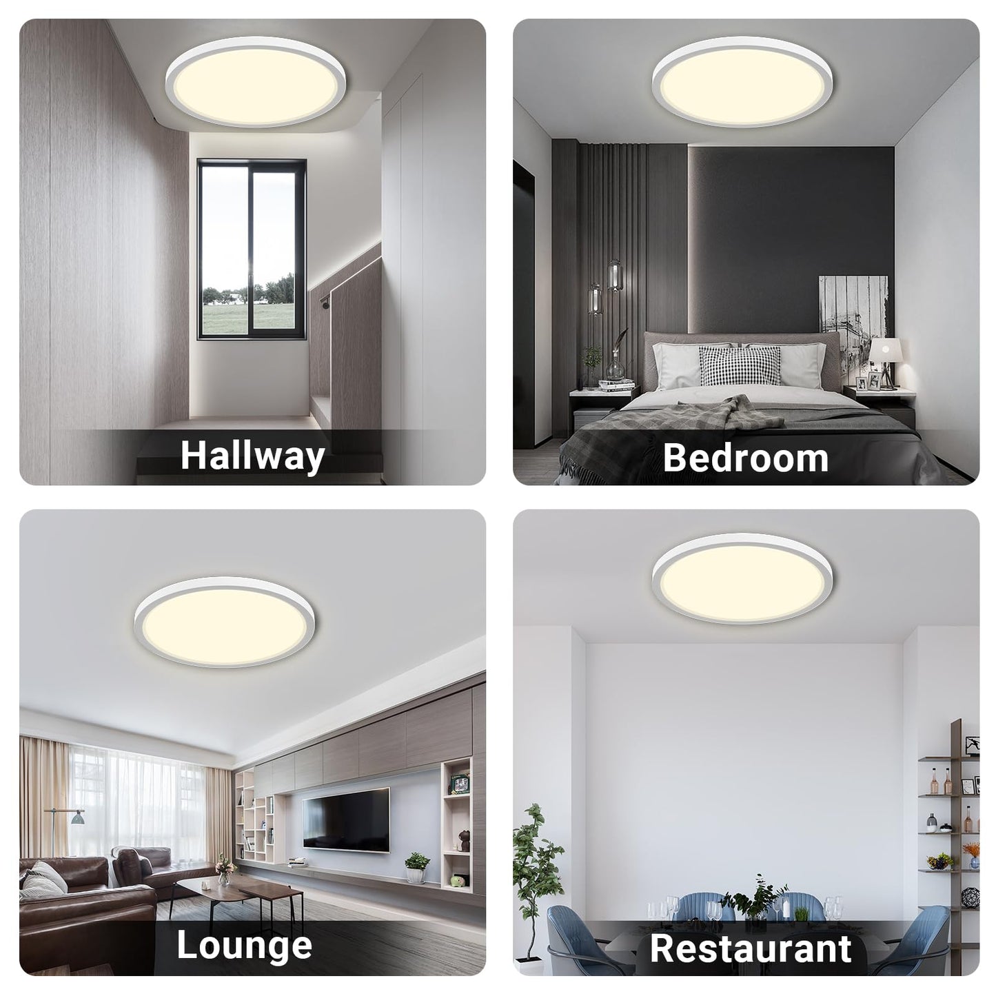 LQWELL® Deckenleuchte LED Deckenlampe, 1,6CM Ultradünn Rund Flach IP44 Wasserfest Badlampe 24W 4000K 2500LM Modern für Wohnzimmer Badezimmer Schlafzimmer Küche Balkon Keller Büro, 300 * 16mm