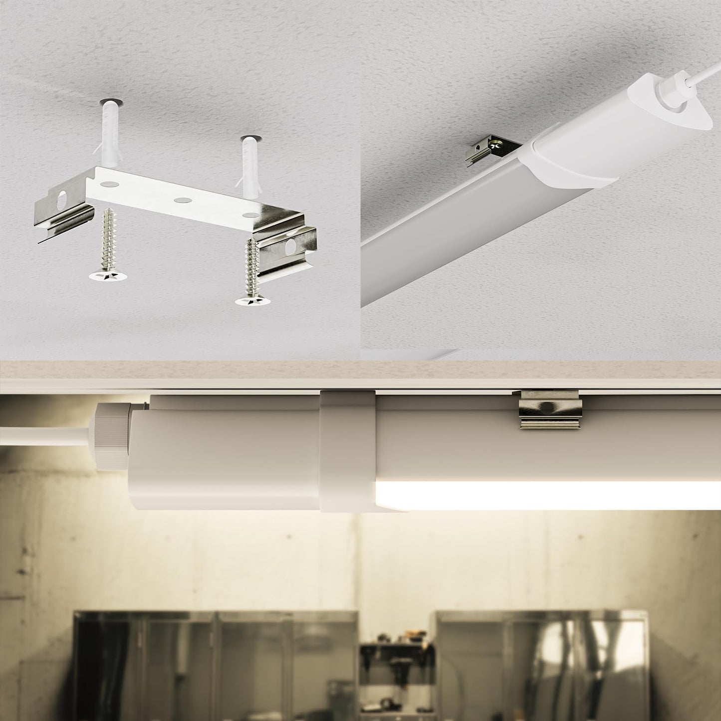LQWELL LED Feuchtraumleuchte, LED Röhre 120x5.3x3.3cm IP65 Wasserfest, 36W 4050LM 4000K, Deckenleuchte Lange als Kellerleuchte, Wannenleuchte, Nassraumleuchte, Garagelampe, Werkstattlampe
