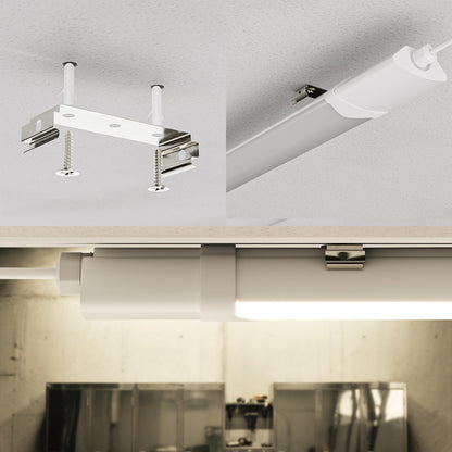 LQWELL LED Feuchtraumleuchte, LED Röhre 120x5.3x3.3cm IP65 Wasserfest, 36W 4050LM 4000K, Deckenleuchte Lange als Kellerleuchte, Wannenleuchte, Nassraumleuchte, Garagelampe, Werkstattlampe