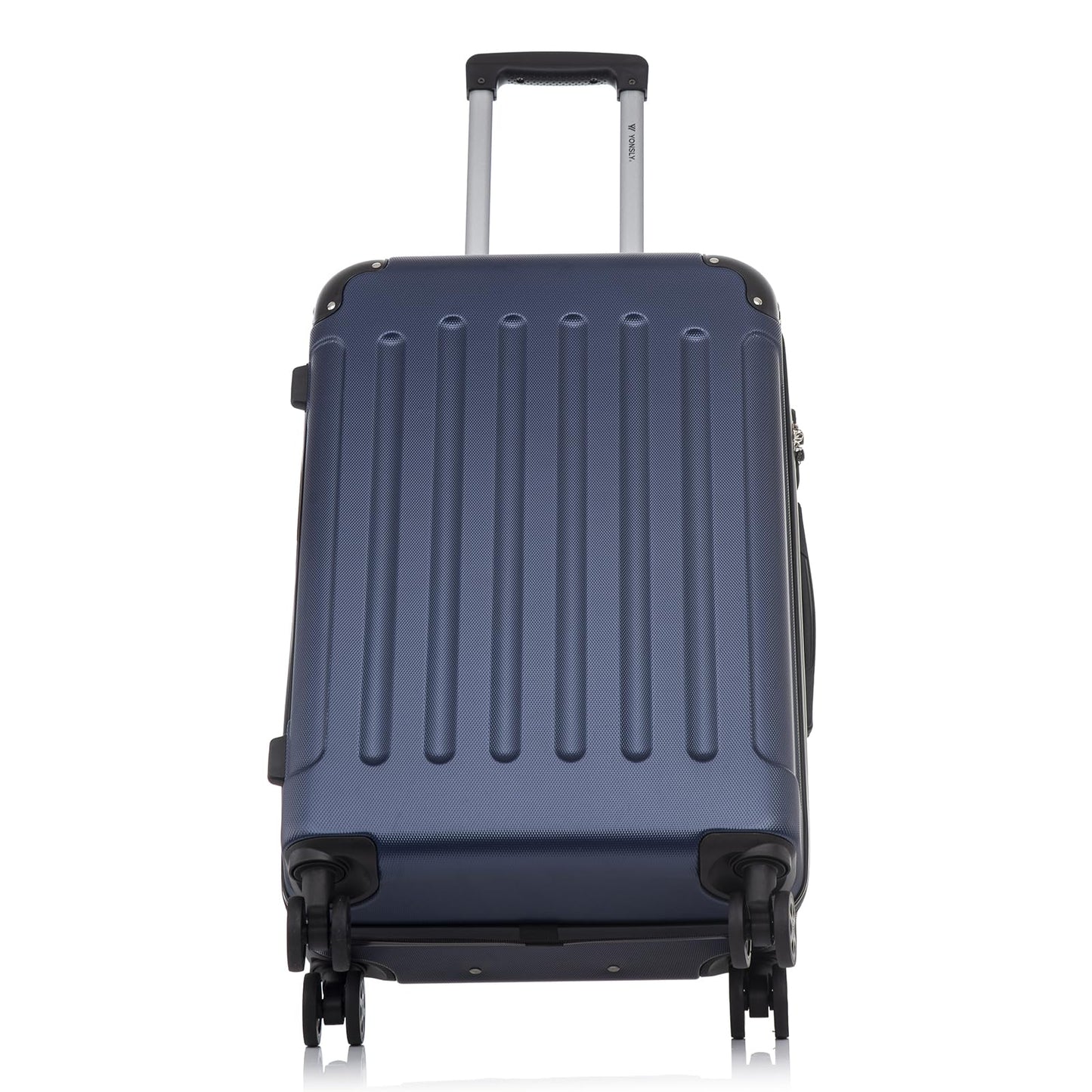 yonsly Koffer Suitcase L Dunkelblau, Trolley Reisekoffer, Rollkoffer Handgepäck mit 4 Rollen 360°, ABS Hartschalen, Sicherheitsschloss, Weicher Gummigriff, 210D-Futter
