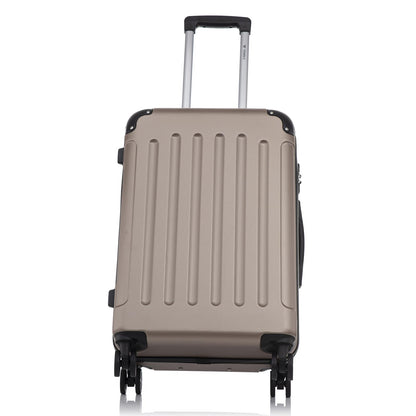 YONSLY® Suitcase Set, Trolley Travel Suitcase, Spinner Carry-on Luggage with 4 360° Wheels, ABS Hardshell, Security Lock, Soft Rubber Handle, 210D Lining (4-Piece Set, S,M,L&XL, Champagne)