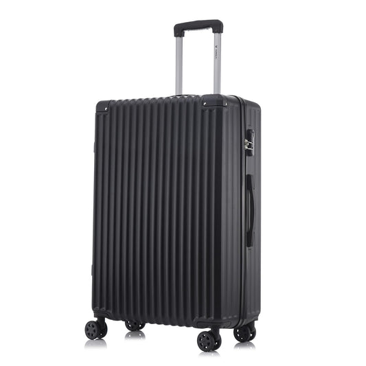 yonsly Trolley Reisekoffer Suitcase, Rollkoffer Handgepäck ABS Hartschalen mit 4 Rollen 360°, Sicherheitsschloss, Weicher Gummigriff, 210D-Futter (XL, Schwarz)