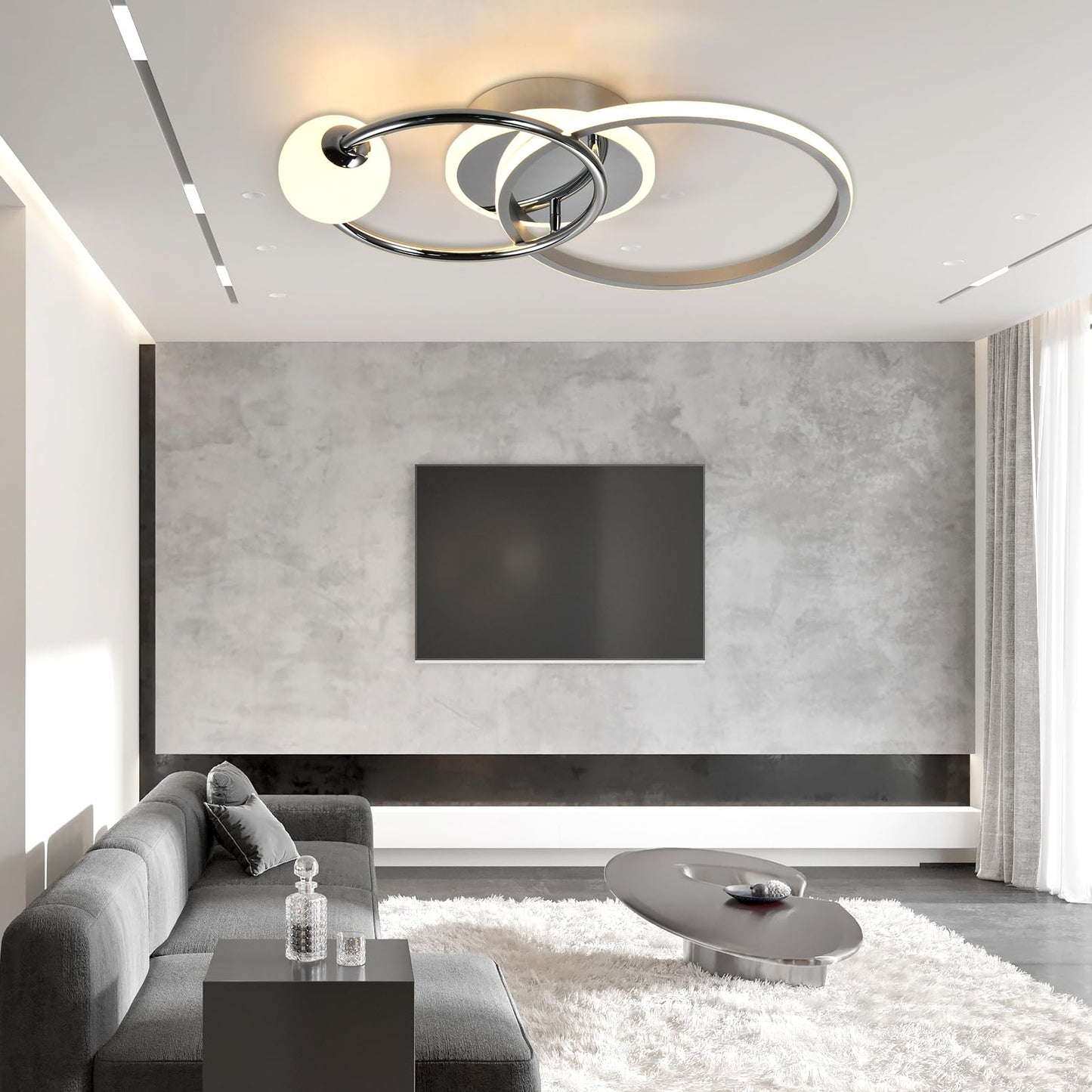 LQWELL® Deckenleuchte LED Deckenlampe, 14W 3000K Küchenlampe Modern Schlafzimmerlampe aus Aluminium für Wohnzimmer Schlafzimmer Küche Balkon Flur Keller Büro, 495 * 305 * 110mm