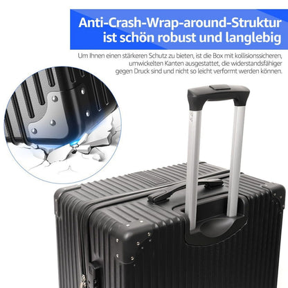 YONSLY® 3-Piece Luggage Set, Suitcase Trolley, Hardshell Suitcase, Carry-On Luggage Sets with 4 Wheels, Password Lock, Hard Case, M(20″), L(24″) and XL(28″), Dark Blue