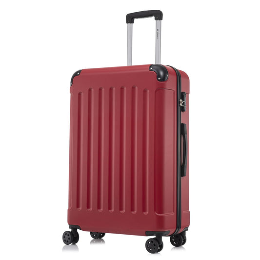 yonsly Koffer Suitcase M Rot, Trolley Reisekoffer, Rollkoffer Handgepäck mit 4 Rollen 360°, ABS Hartschalen, Sicherheitsschloss, Weicher Gummigriff, 210D-Futter