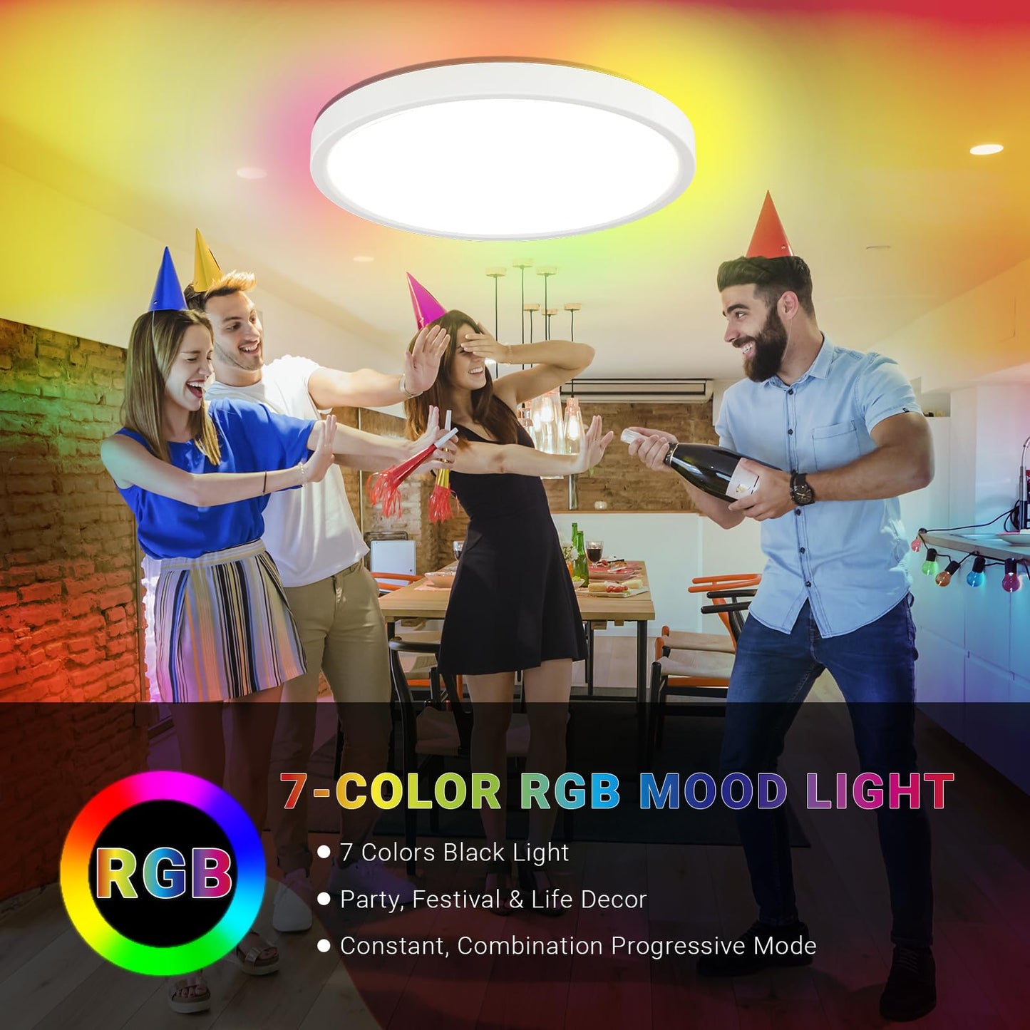 LQWELL® LED Deckenleuchte Dimmbar mit Fernbedienung, 40W 4300LM 3000-6500K RGB LED Deckenlampe, Runde Flache Deckenbeleuchtung IP44 für Wohnzimmer Schlafzimmer Esszimmer Balkon Korridor, 500 * 40mm