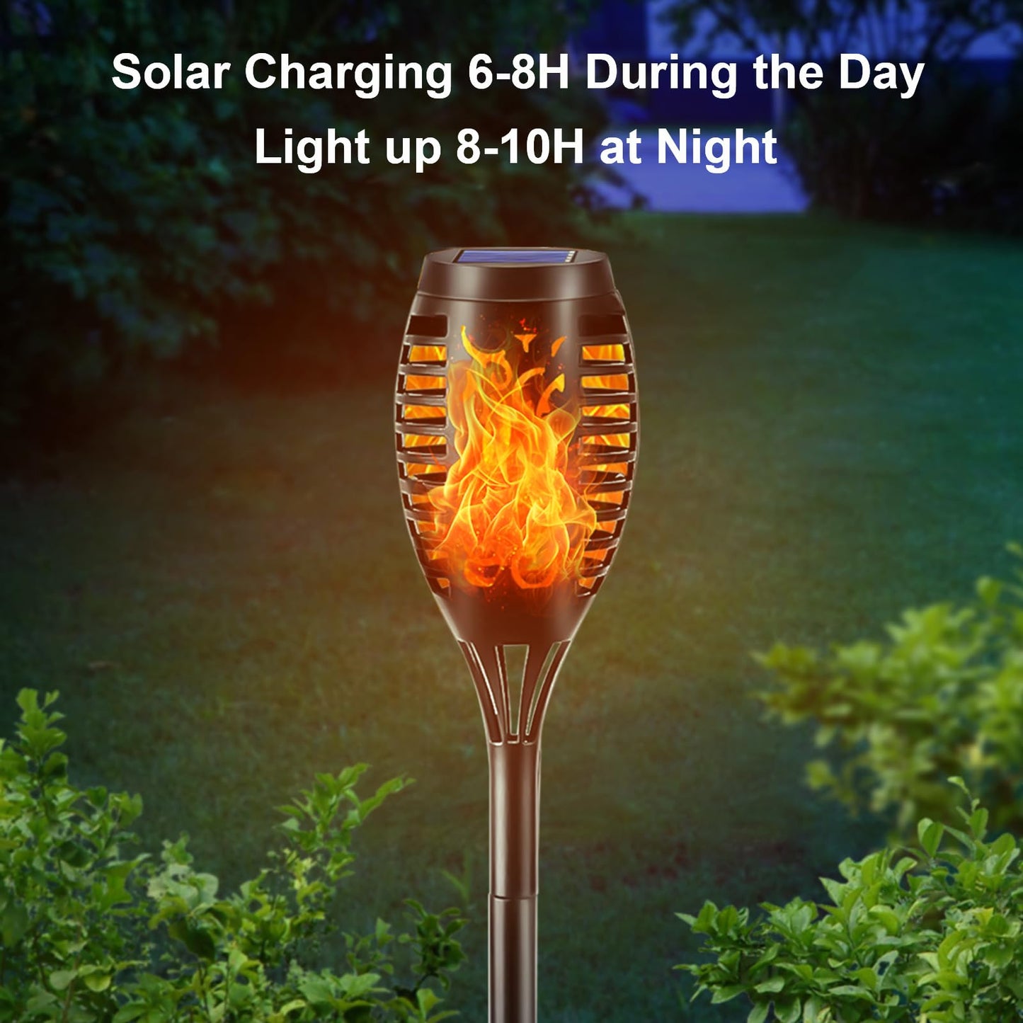 LQWELL® Solarleuchten Solar Fackellicht für Außen Garten 12 Stück 12 LED Solarlampe mit Realistischer Flammeneffekt IP65 Wasserdicht Gartenfackeln Solar Weg Hinterhöfe Rasen Beleuchtung (12 Stück)