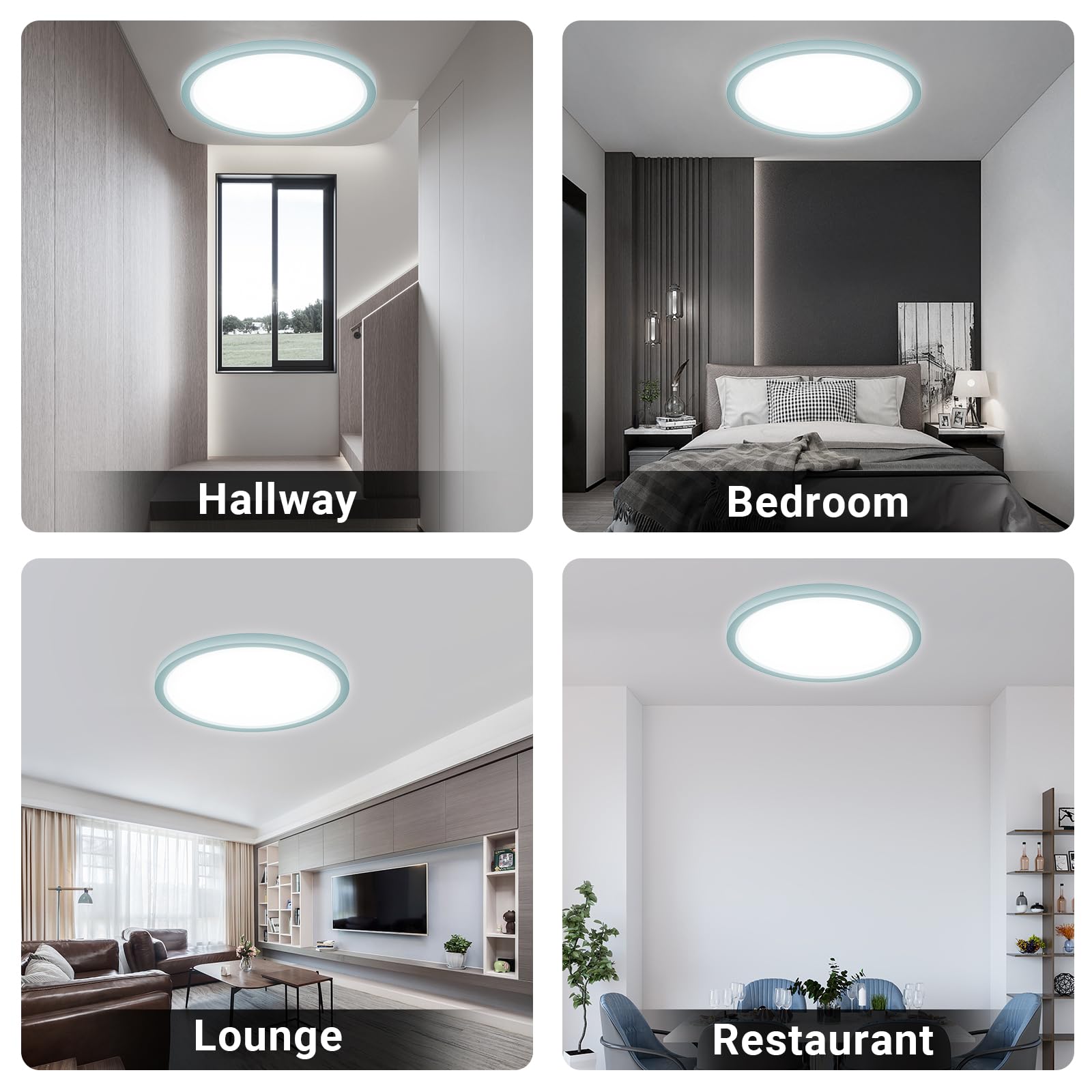 LQWELL® Ceiling Light LED Ceiling Lamp, IP44 Waterproof Bathroom Lamp Round Flat 18W 6000K 1600LM Modern Simple Lamp Thin for Living Room Bathroom Bedroom Kitchen Balcony Basement Office, 220 * 24mm