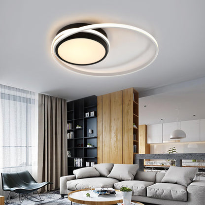 LQWELL ® Ceiling light LED ceiling lamp, 34.5W 3000K kitchen lamp modern bedroom lamp made of aluminum black white for living room bedroom kitchen balcony hallway basement office, 590 * 90mm