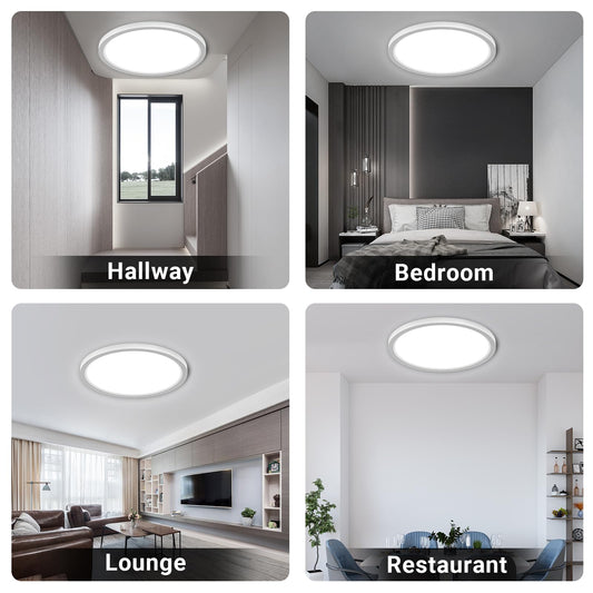 LQWELL® Ceiling Light LED Ceiling Lamp, IP44 Waterproof Bathroom Light Round Flat 36W 6000K 4320LM Modern Simple Thin Lamp for Living Room Bathroom Bedroom Kitchen Balcony Basement Office, 400 * 24mm