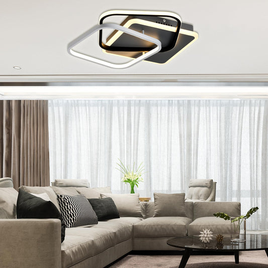 LQWELL® ceiling light LED ceiling lamp, 25W 3000K kitchen lamp modern bedroom lamp made of aluminum black white for living room bedroom kitchen balcony hallway basement office, 440 * 425 * 75mm