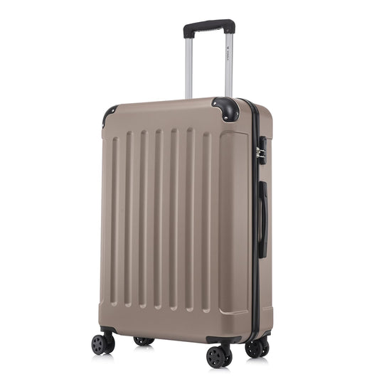 yonsly Koffer Suitcase M Champagner, Trolley Reisekoffer, Rollkoffer Handgepäck mit 4 Rollen 360°, ABS Hartschalen, Sicherheitsschloss, Weicher Gummigriff, 210D-Futter