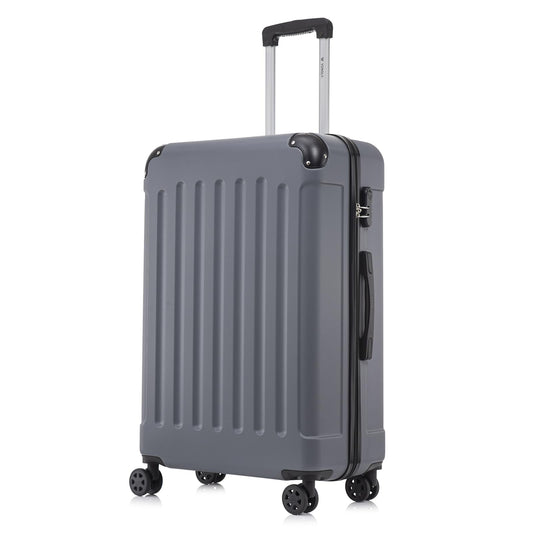 yonsly Koffer Suitcase XL Grau, Trolley Reisekoffer, Rollkoffer Handgepäck mit 4 Rollen 360°, ABS Hartschalen, Sicherheitsschloss, Weicher Gummigriff, 210D-Futter