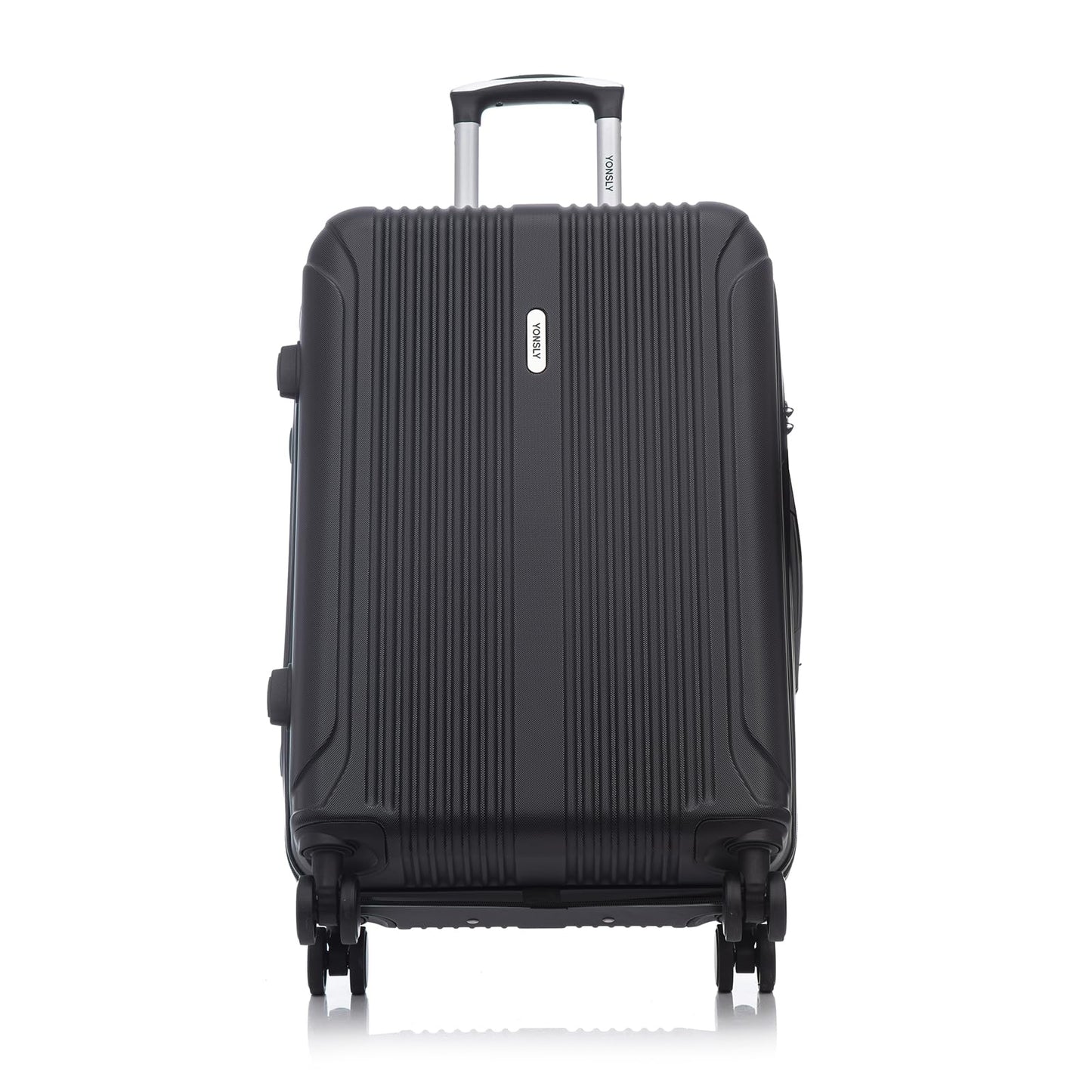 yonsly Koffer Trolley Reisekoffer Suitcase Set, Rollkoffer Handgepäck, Kofferset, Gepäckset mit 4 Rollen 360°, ABS Hartschalen, Zahlenschloss, Weicher Gummigriff (3er Set, M,L&XL, Schwarz)