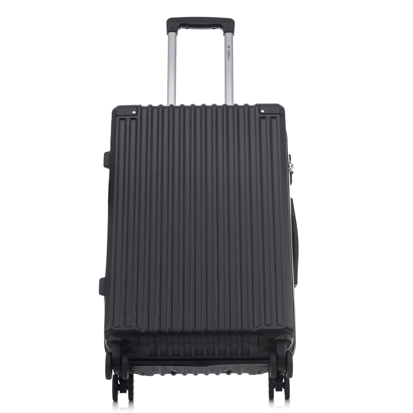 yonsly Trolley Reisekoffer Suitcase, Rollkoffer Handgepäck ABS Hartschalen mit 4 Rollen 360°, Sicherheitsschloss, Weicher Gummigriff, 210D-Futter (XL, Schwarz)