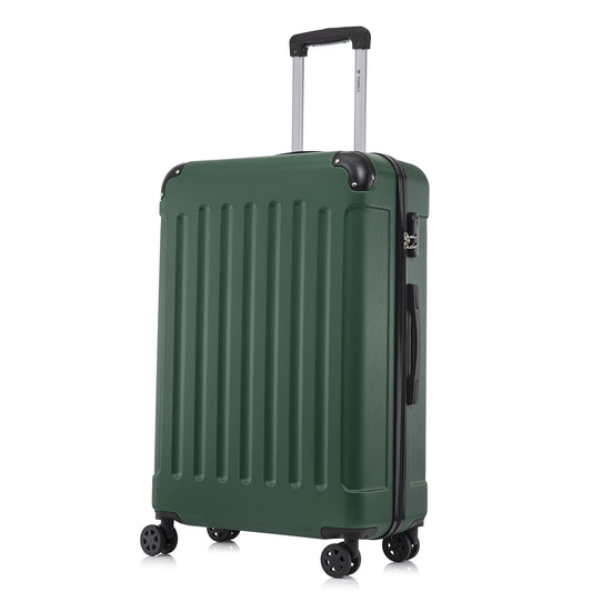 yonsly Koffer Suitcase XL Dunkelgrün, Trolley Reisekoffer, Rollkoffer Handgepäck mit 4 Rollen 360°, ABS Hartschalen, Sicherheitsschloss, Weicher Gummigriff, 210D-Futter
