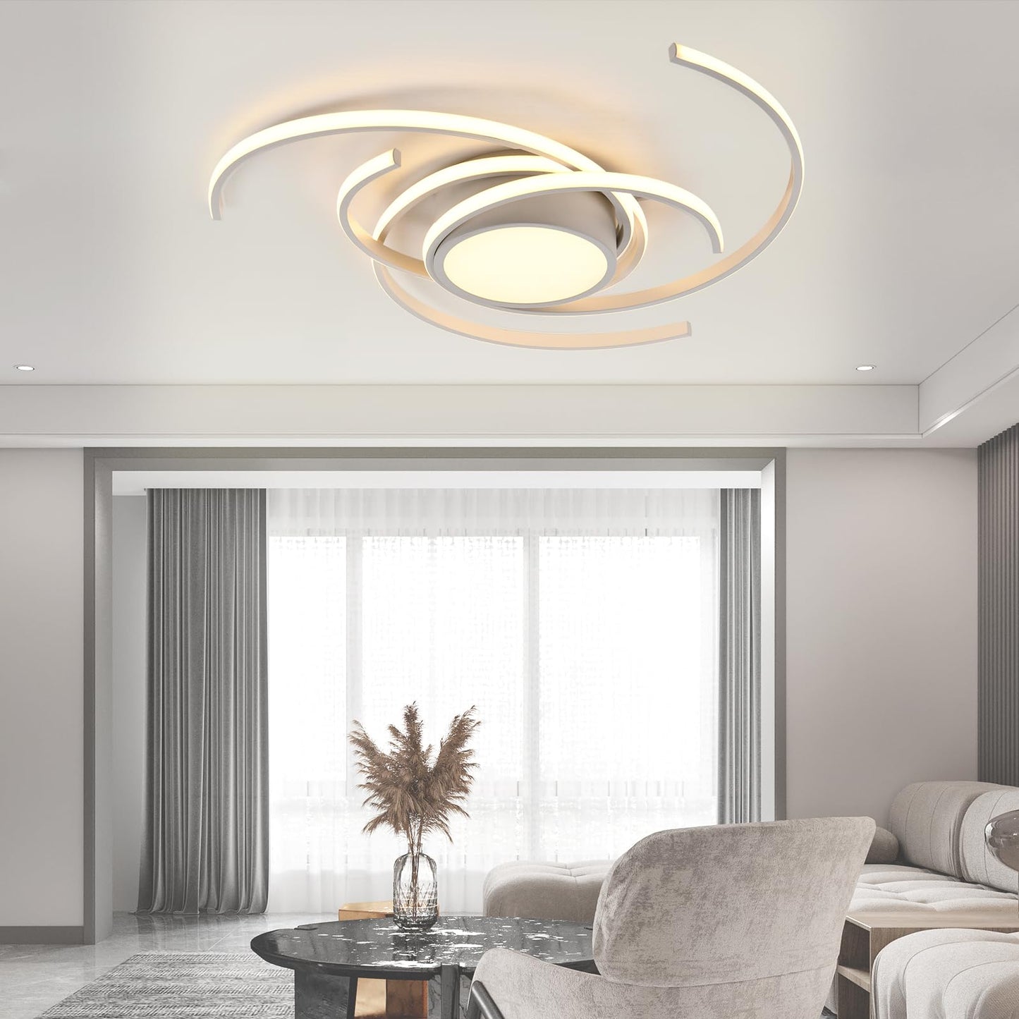 LQWELL ® Deckenleuchte LED Deckenlampe, 40W 3000K Küchenlampe Modern Schlafzimmerlampe aus Aluminium Schwarz Weiß für Wohnzimmer Schlafzimmer Küche Balkon Flur Keller Büro, 750 * 750 * 100mm