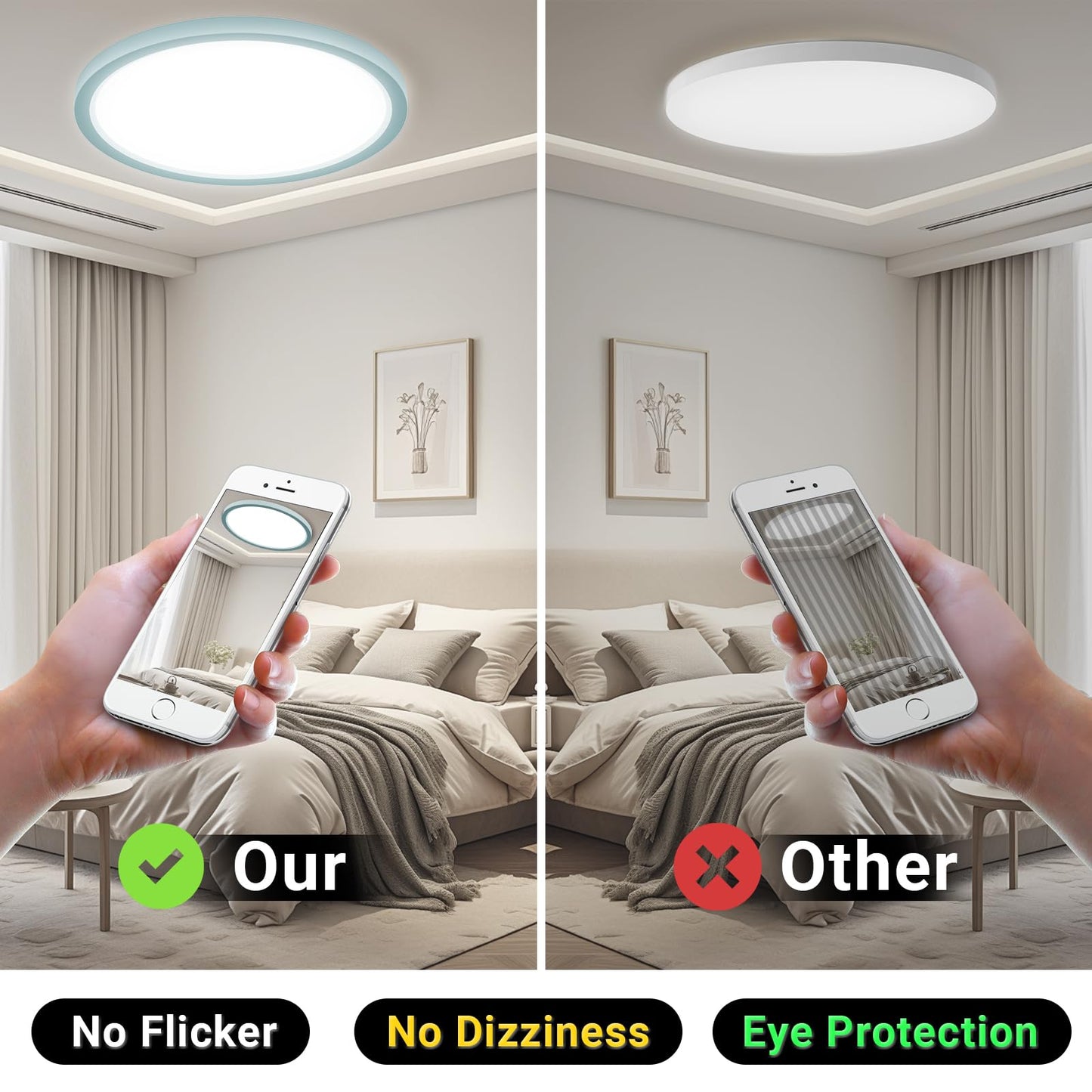 LQWELL® Ceiling Light LED Ceiling Lamp, IP44 Waterproof Bathroom Lamp Round Flat 18W 6000K 1600LM Modern Simple Lamp Thin for Living Room Bathroom Bedroom Kitchen Balcony Basement Office, 220 * 24mm
