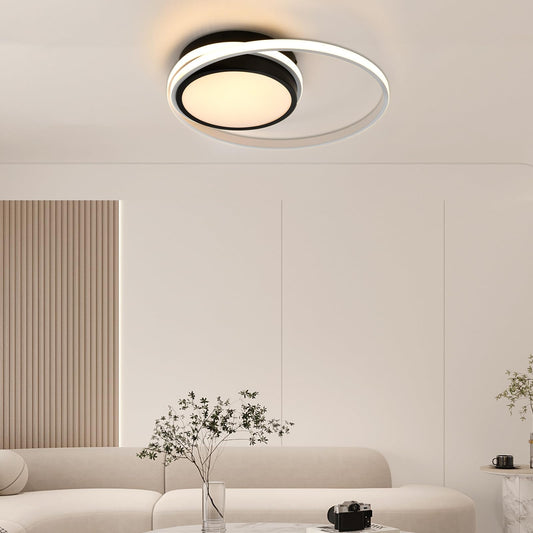 LQWELL® ceiling light LED ceiling lamp, 27.5W 3000K kitchen lamp modern bedroom lamp made of aluminum black white for living room bedroom kitchen balcony hallway basement office, 470 * 90mm