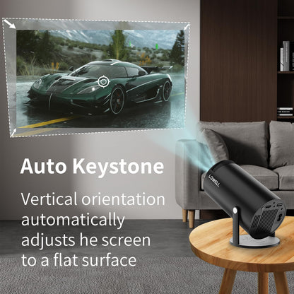 LQWELL® Projector, Mini Projector, Supports 5G WiFi, BT5.0 with Android OS, Auto Keystone Correction, 220-Degree Angle, 130-Inch Display for Phone/PC/Xbox, 4K Home Theater, HDMI, Black, 2024 Upgrade