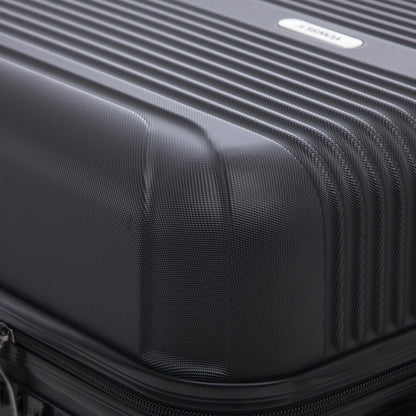YONSLY® Suitcase Trolley Luggage Set, Rolling Suitcase Carry-on, Luggage Set, Travel Set with 4 360° Wheels, ABS Hardshell, Combination Lock, Soft Rubber Handle (3-piece Set, M,L&XL, Black)